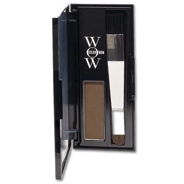 Opened Container Of Colorwow. Medium Brown powder touchup and application brush
